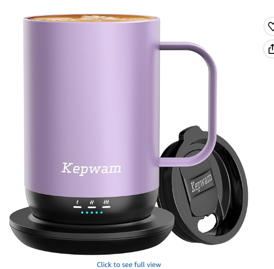 Kepwam Self-Heating Coffee Mug T1, 16oz - App-Controlled Smart Coffee Warmer with Advanced Temperature Control (Lilac Violet)