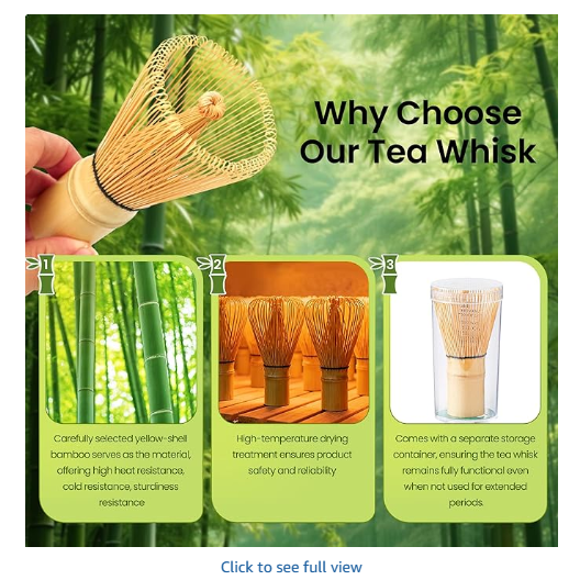 Matcha Whisk Set, Ceramic Matcha Kit Desert Style, Matcha Whisk and Bowl, Bamboo Scoop and Rest, Sifter and Tea Towel, 7 Pcs Gifts for Matcha Lover (Matte Black)