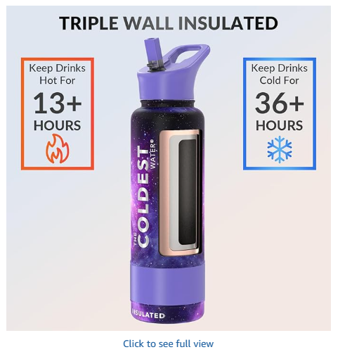 Coldest Insulated Water Bottle with Straw Lid - Stainless Steel Metal Insulated Bottle for Men & Women (Astro Purple, 40 oz)