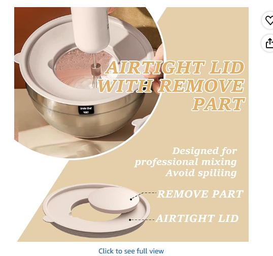Mixing Bowls with Airtight Lids Set, 26PCS Stainless Steel Khaki Bowls with Grater Attachments, Non-Slip Bottoms & Kitchen Gadgets Set, Size 7, 4, 2.5, 2.0, 1.5, 1QT, Great for Mixing & Serving