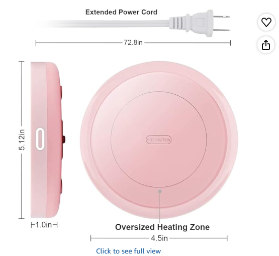 BESTINNKITS Smart Coffee Warmer Set, Auto On/Off Gravity-Induction Mug Warmer with Ceramic Mug 14oz (Pink Set)