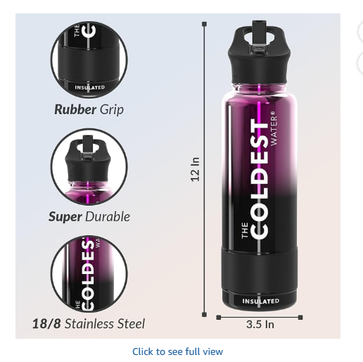 Coldest Insulated Water Bottle with Straw Lid - Stainless Steel Metal Insulated Bottle for Men & Women (Violet Nova, 40 oz)