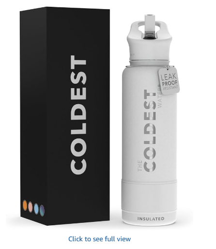 Coldest Insulated Water Bottle with Straw Lid - Stainless Steel Metal Insulated Bottle for Men & Women (Epic White, 40 oz)