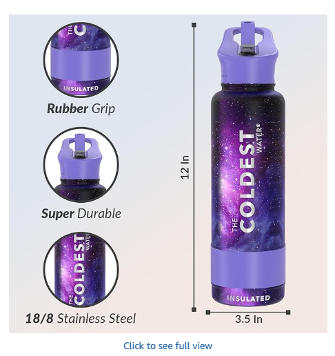Coldest Insulated Water Bottle with Straw Lid - Stainless Steel Metal Insulated Bottle for Men & Women (Astro Purple, 40 oz)
