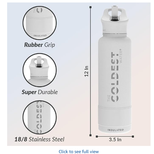 Coldest Insulated Water Bottle with Straw Lid - Stainless Steel Metal Insulated Bottle for Men & Women (Epic White, 40 oz)