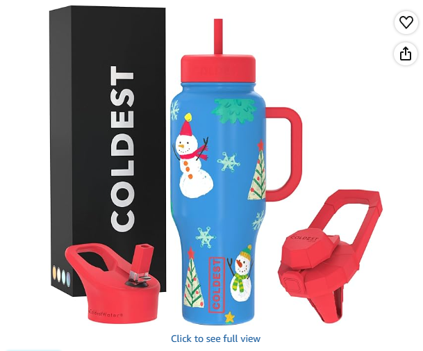 Coldest Tumbler with Handle and Straw, 100% Leak Proof Insulated Tumbler with Lid and Straw (3 Lids), Stainless Steel Tumblers for Women & Men, Cup Holder Friendly Base, 36 oz (Mr. Snowie)