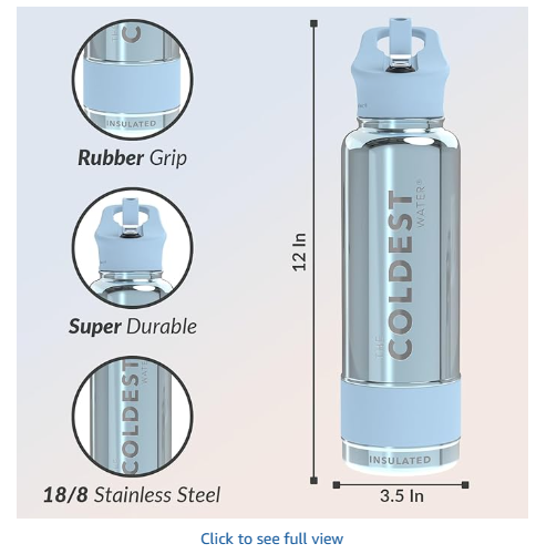 Coldest Insulated Water Bottle with Straw Lid - Stainless Steel Metal Insulated Bottle for Men & Women (Stardust Glitter, 40 oz)